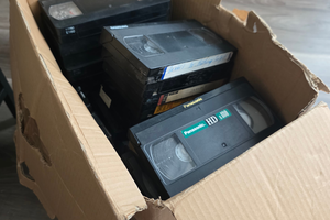 A moving box of old tapes